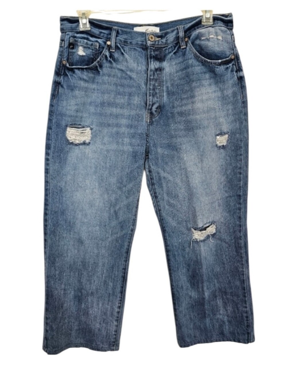 Kancan Distressed Button Fly High Waisted Denim Jeans Women's Size 31
